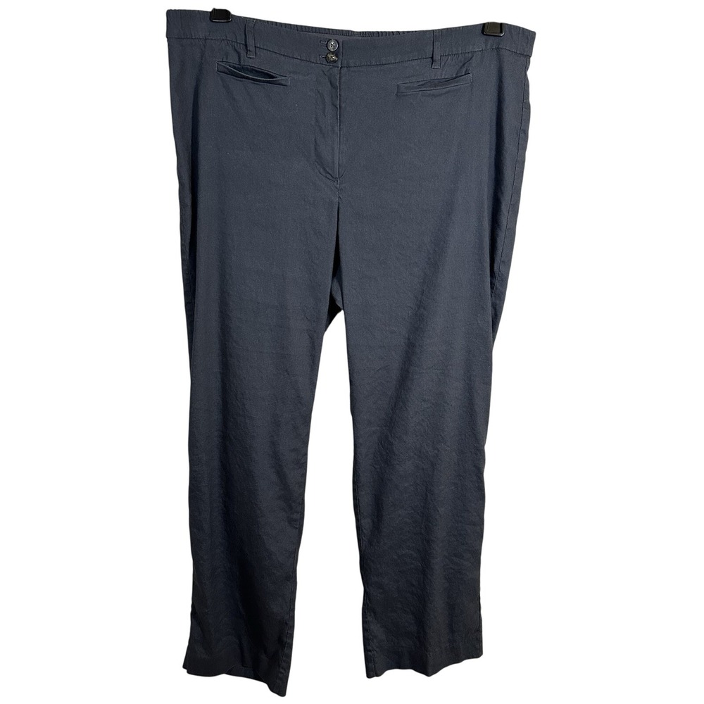 J.Jill Linen Stretch Pants Women's 20 Gray Straight Leg Lightweight Work Casual